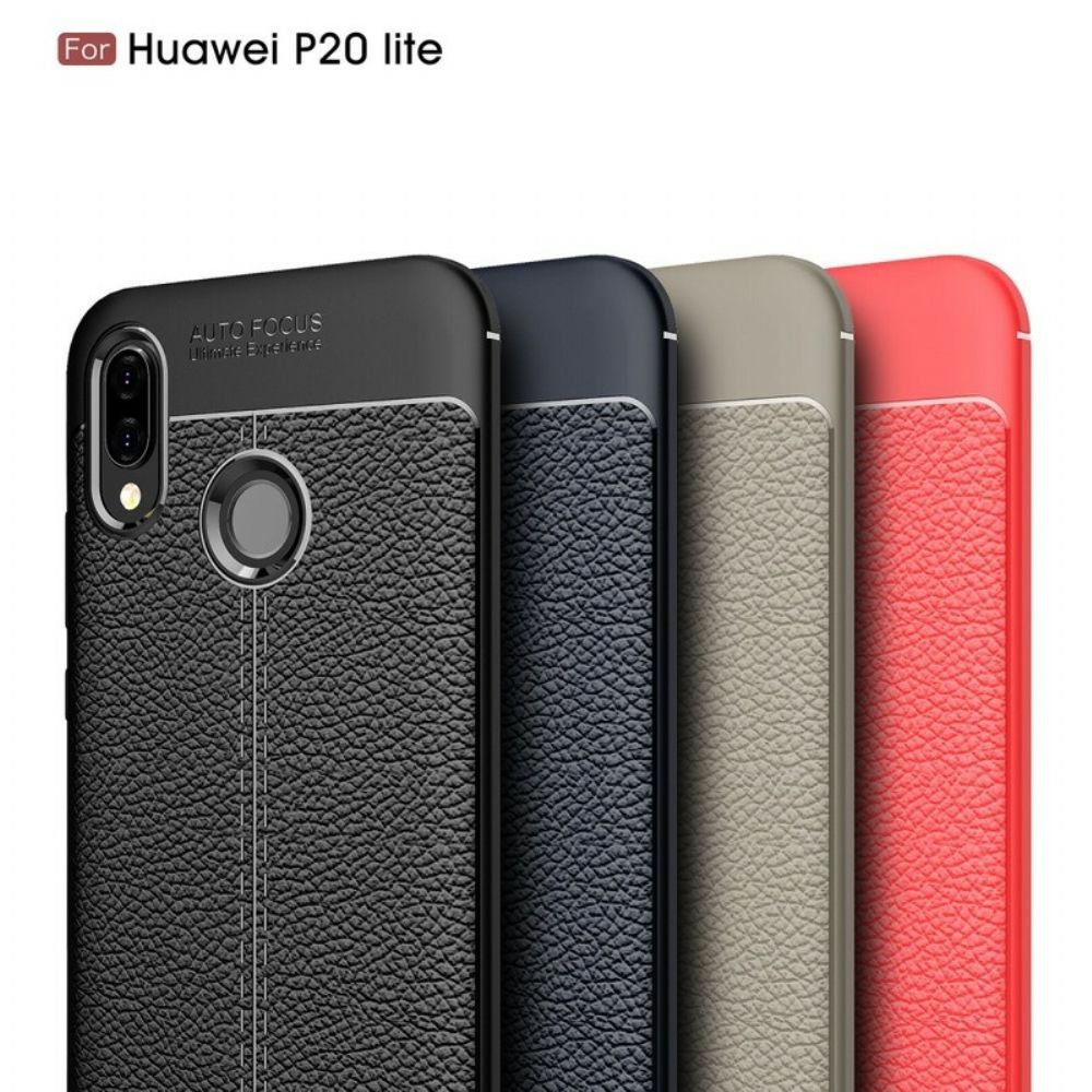 Handyhülle Für Huawei P20 Lite Doppellinie Litchi-leder-effekt