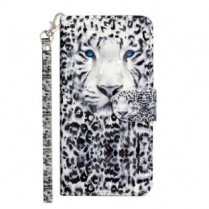 Lederhüllen Für Samsung Galaxy S24 Ultra 5g Leopard Mit Riemen