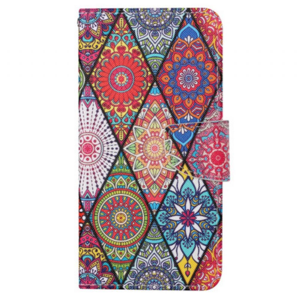 Lederhüllen Für Samsung Galaxy S24 Ultra 5g Patchwork Mit Riemen