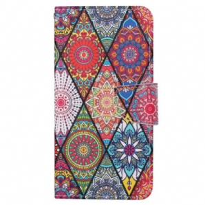 Lederhüllen Für Samsung Galaxy S24 Ultra 5g Patchwork Mit Riemen