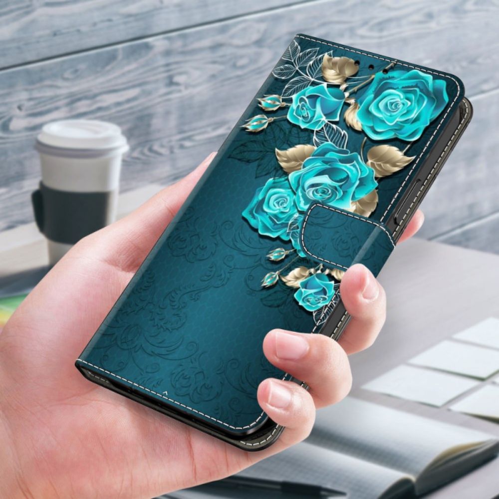 Lederhüllen Samsung Galaxy S24 Ultra 5g Handyhülle Blaue Rosen