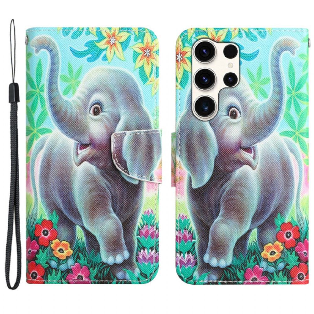 Lederhüllen Samsung Galaxy S24 Ultra 5g Handyhülle Elefant Mit Riemen