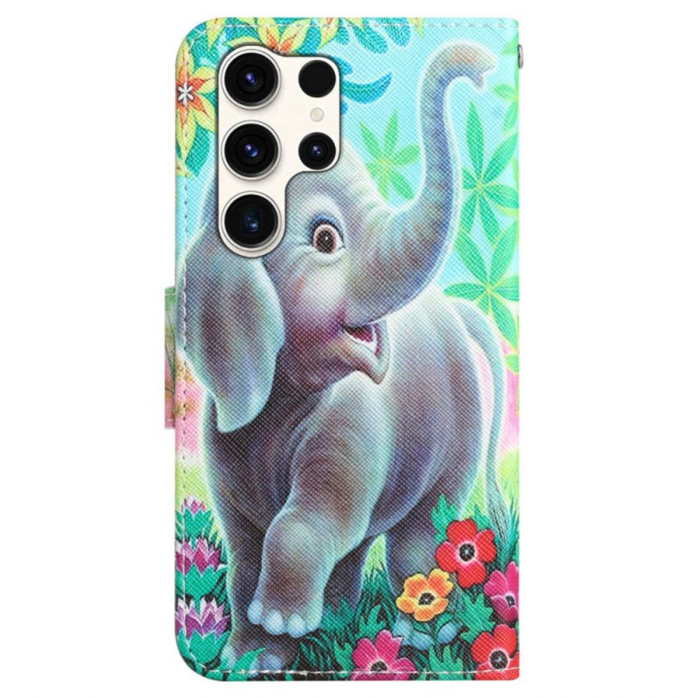 Lederhüllen Samsung Galaxy S24 Ultra 5g Handyhülle Elefant Mit Riemen