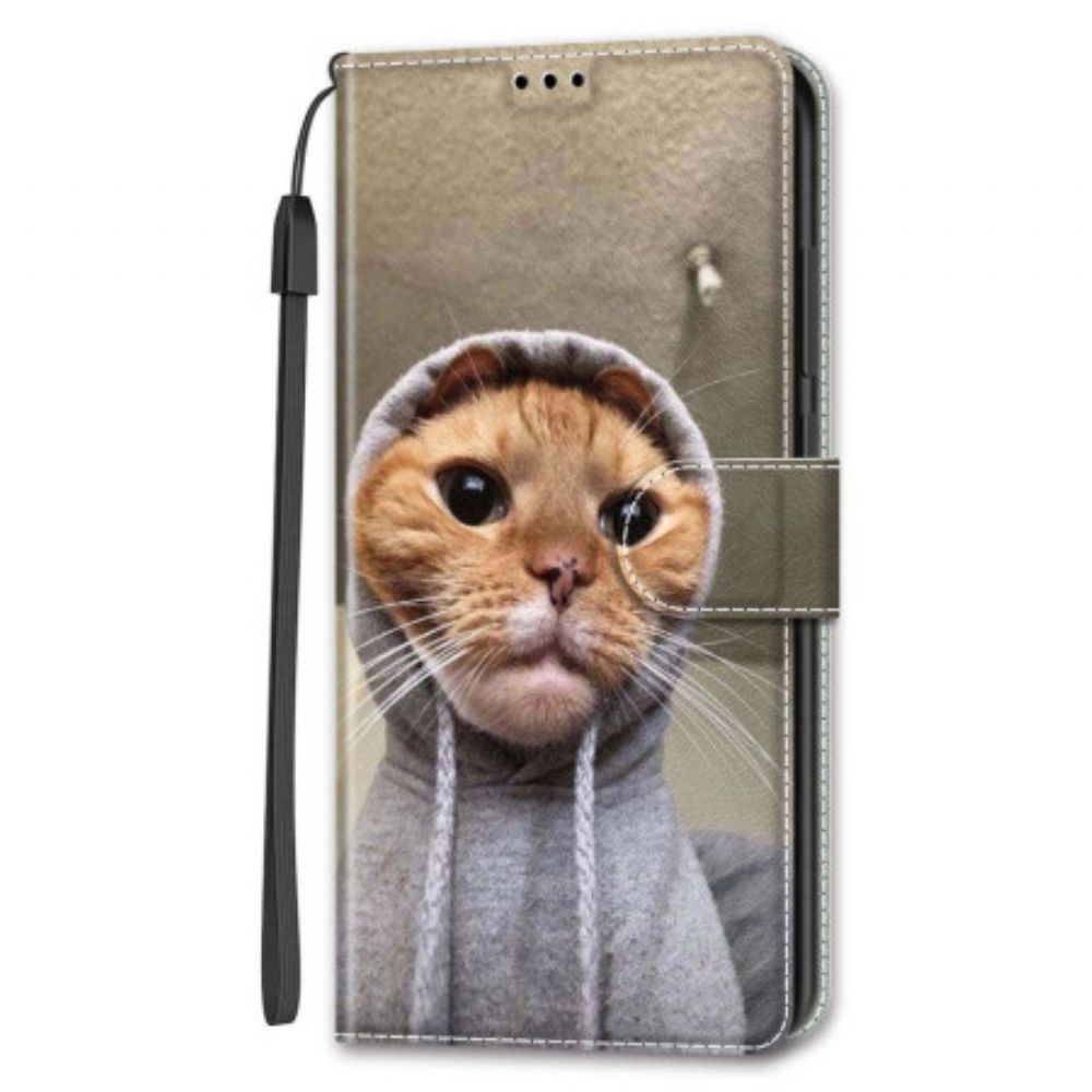 Lederhüllen Samsung Galaxy S24 Ultra 5g Handyhülle Katze Im Gelben Trägerpullover