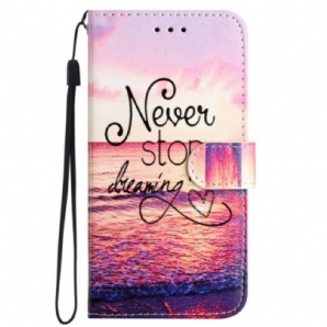 Lederhüllen Samsung Galaxy S24 Ultra 5g Handyhülle Never Stop Dreaming Mit Strap