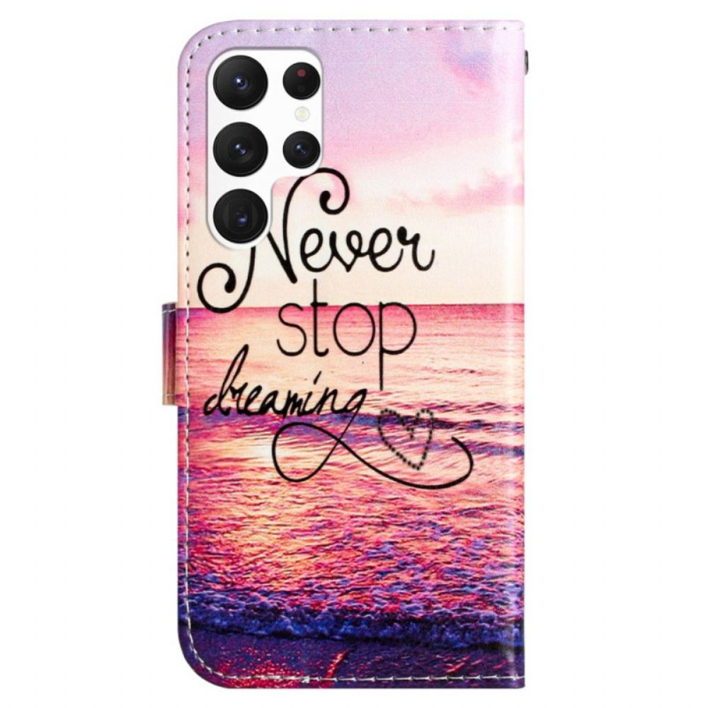 Lederhüllen Samsung Galaxy S24 Ultra 5g Handyhülle Never Stop Dreaming Mit Strap