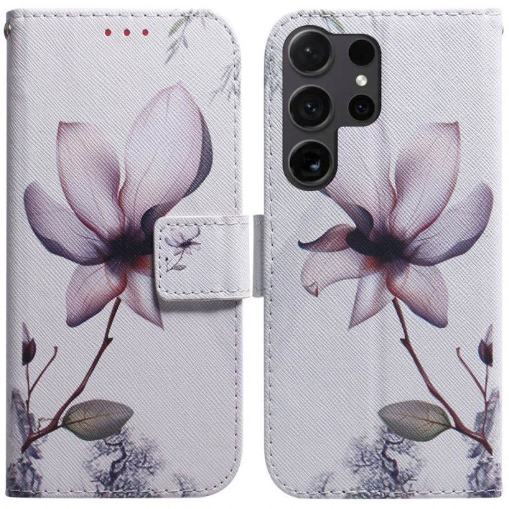 Lederhüllen Samsung Galaxy S24 Ultra 5g Rosa Blume