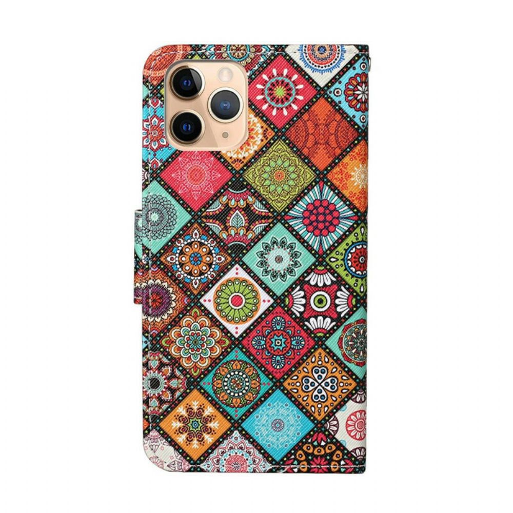 Flip Case Für iPhone 12 Pro Max Patchwork-mandalas Mit Lanyard