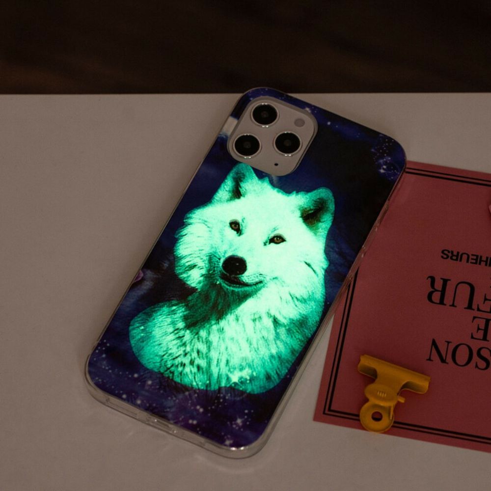 Handyhülle Für iPhone 12 Pro Max Fluoreszierende Wolf-serie