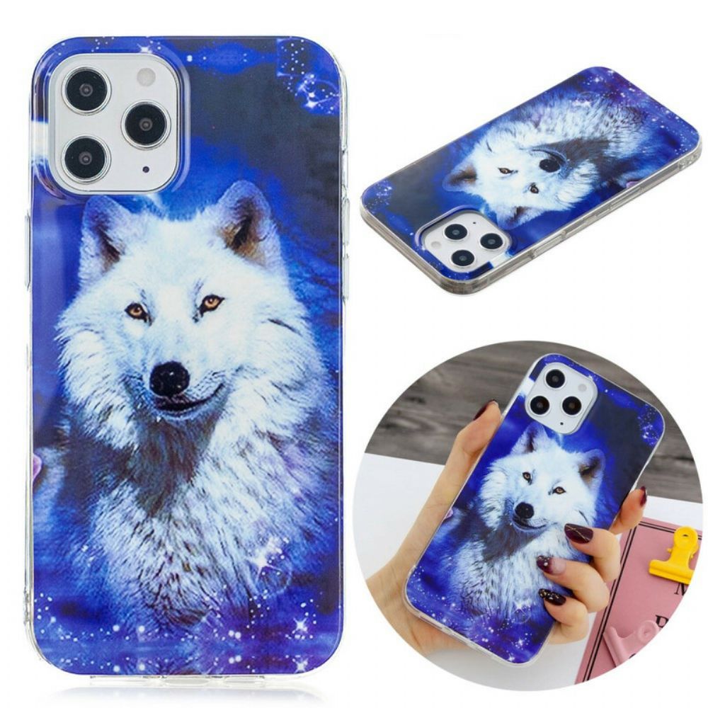 Handyhülle Für iPhone 12 Pro Max Fluoreszierende Wolf-serie