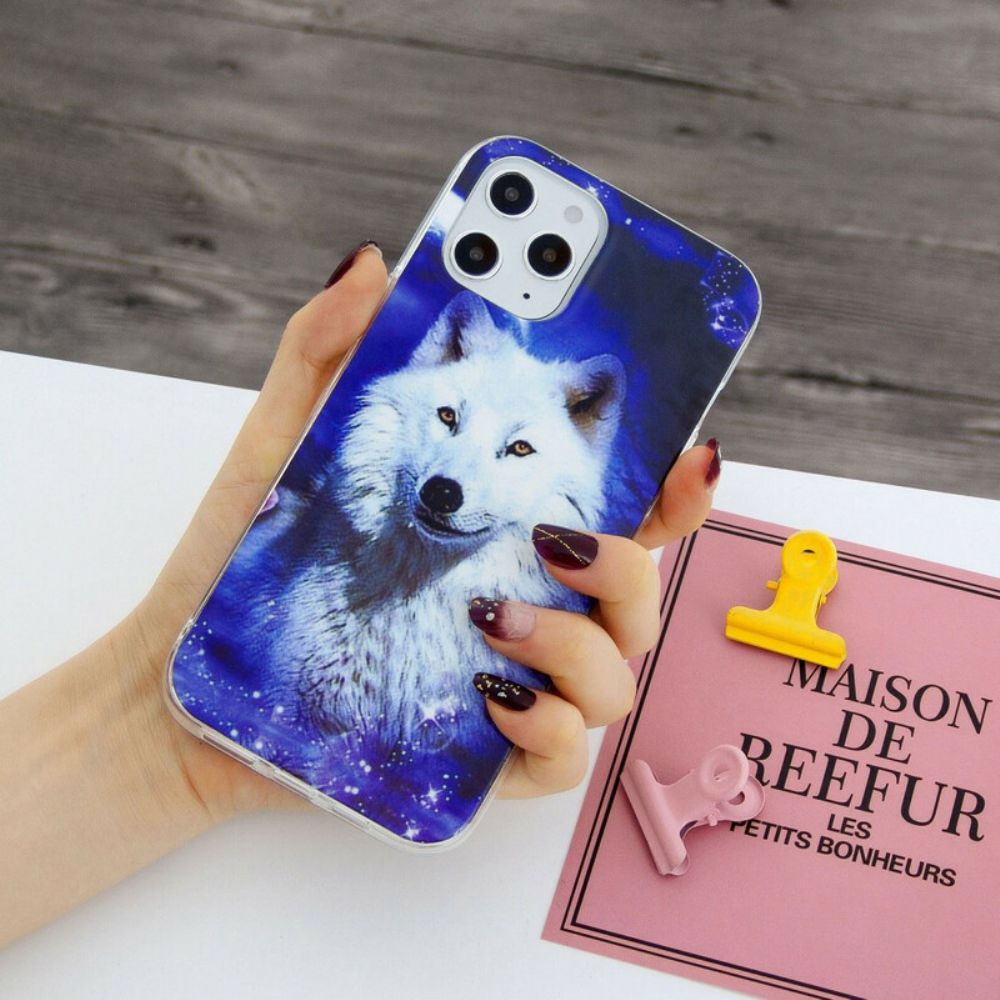 Handyhülle Für iPhone 12 Pro Max Fluoreszierende Wolf-serie