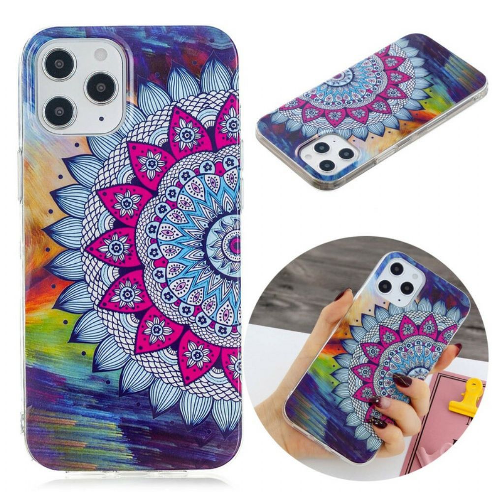 Hülle Für iPhone 12 Pro Max Fluoreszierendes Buntes Mandala