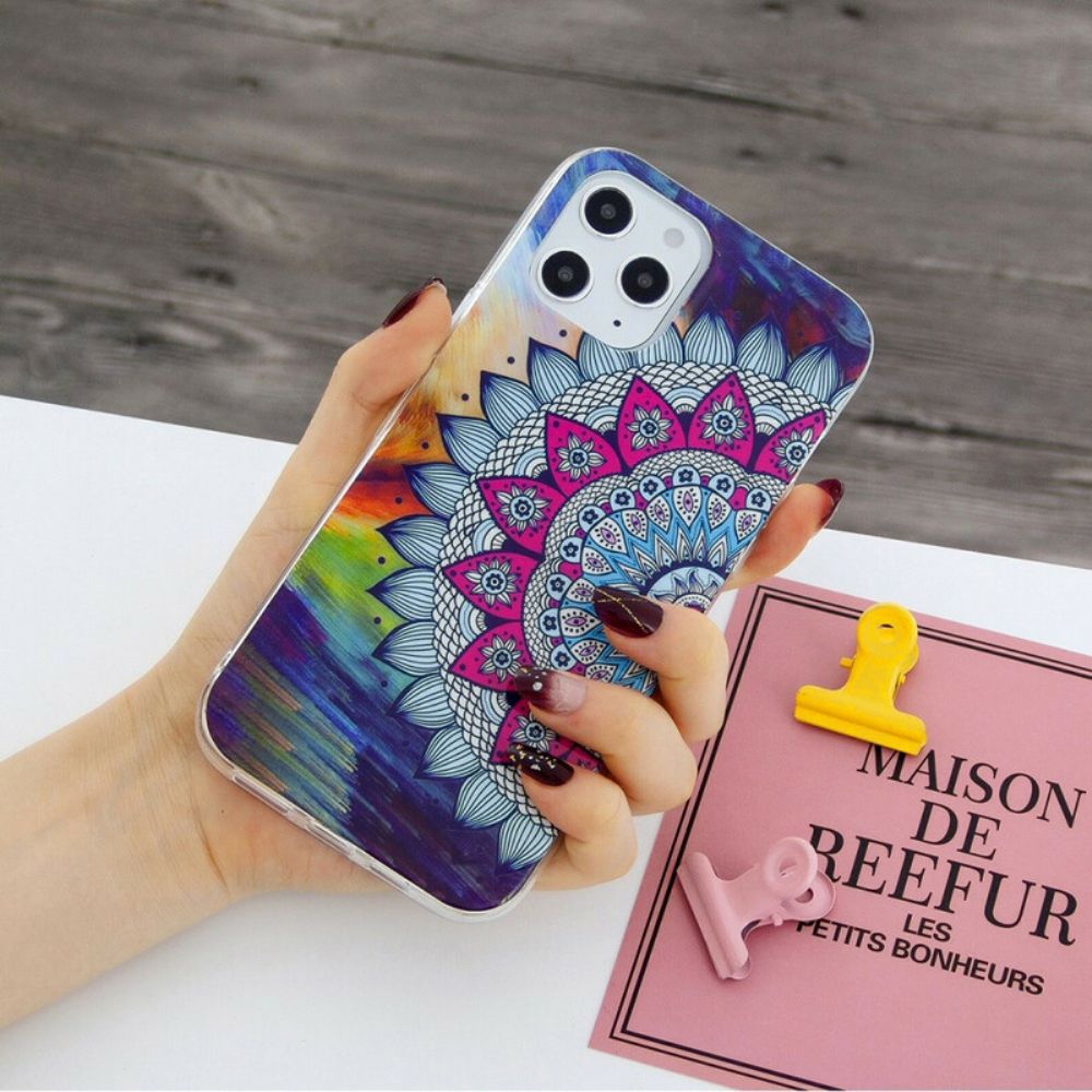 Hülle Für iPhone 12 Pro Max Fluoreszierendes Buntes Mandala