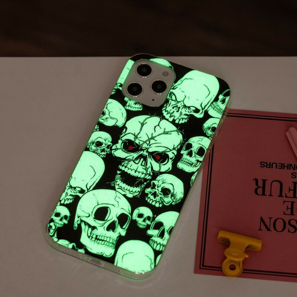 Hülle Für iPhone 12 Pro Max Vorsicht Vor Fluoreszierenden Schädeln