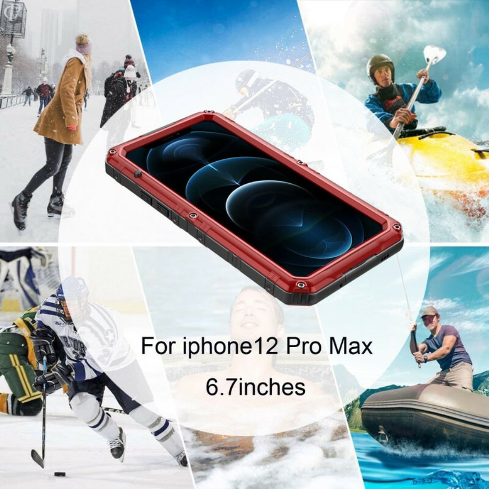 Hülle Für iPhone 12 Pro Max Wasserdichtes Superbeständiges Metall