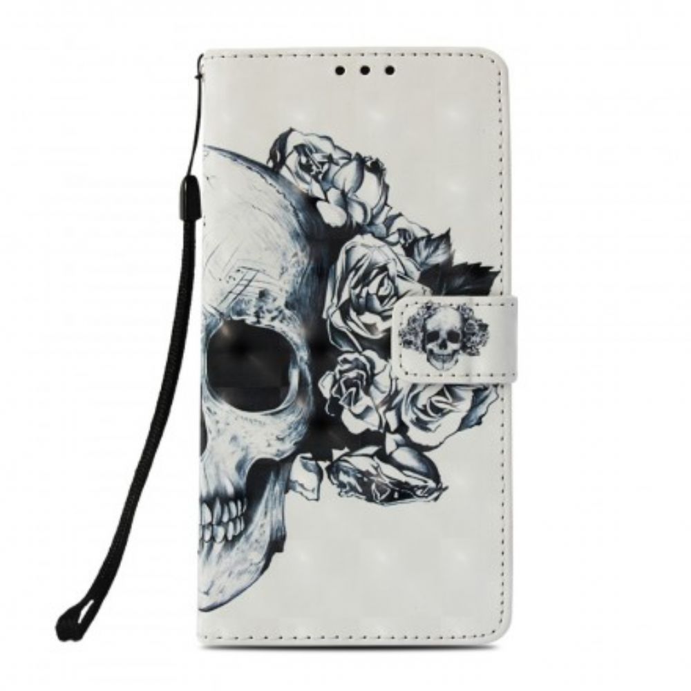 Flip Case Für Sony Xperia XZ3 Blumenschädel