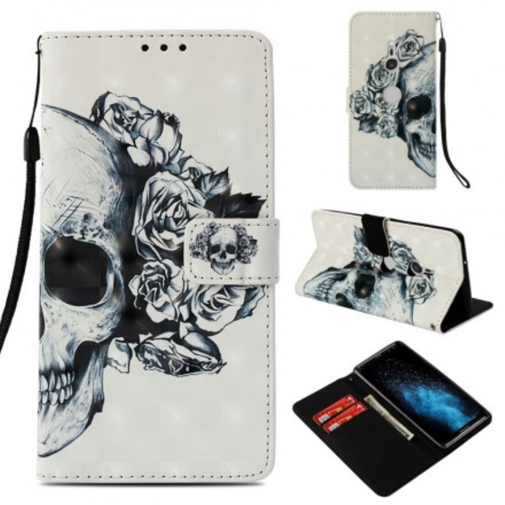 Flip Case Für Sony Xperia XZ3 Blumenschädel