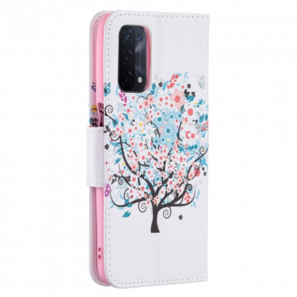 Flip Case Für Oppo A54 5G / A74 5G Blumiger Baum