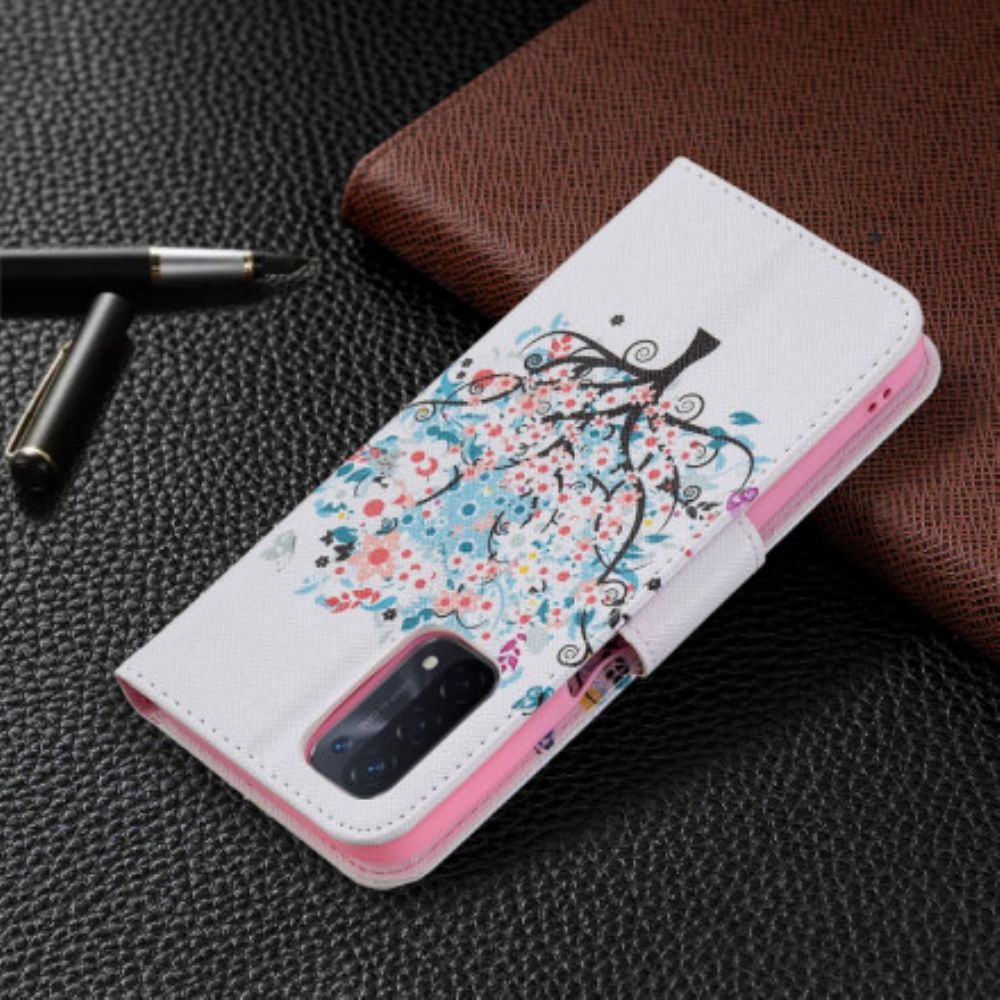 Flip Case Für Oppo A54 5G / A74 5G Blumiger Baum