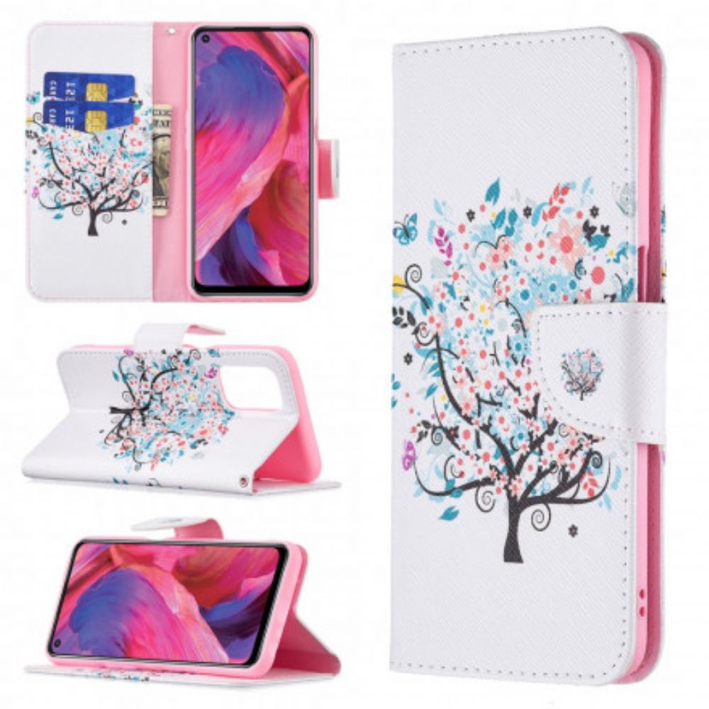 Flip Case Für Oppo A54 5G / A74 5G Blumiger Baum