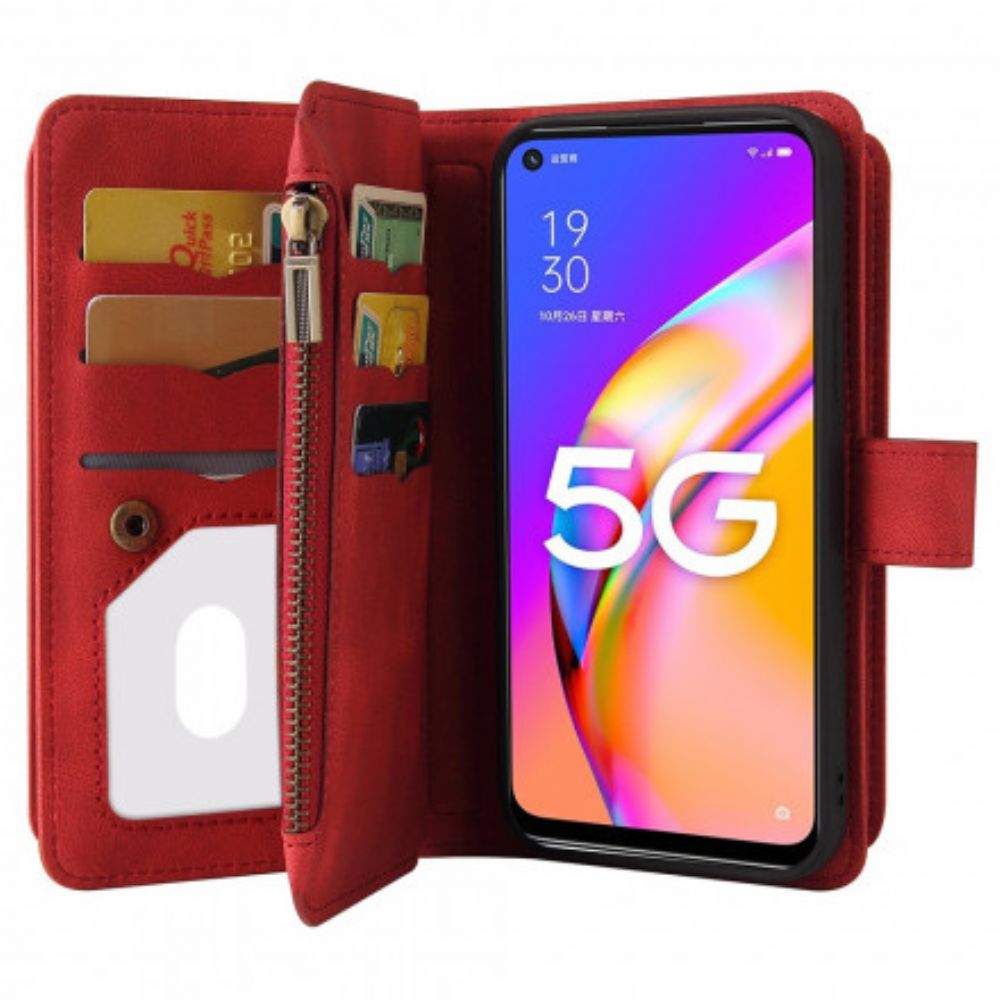 Flip Case Für Oppo A54 5G / A74 5G Multifunktionaler 10er Kartenhalter