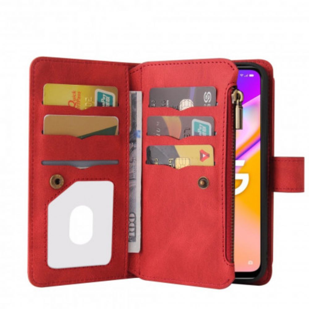 Flip Case Für Oppo A54 5G / A74 5G Multifunktionaler 10er Kartenhalter