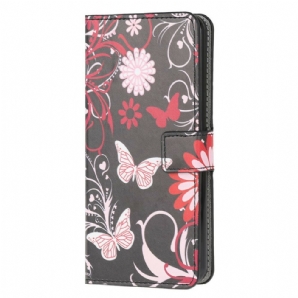 Flip Case Für Huawei Y5p Schmetterlinge Und Blumen