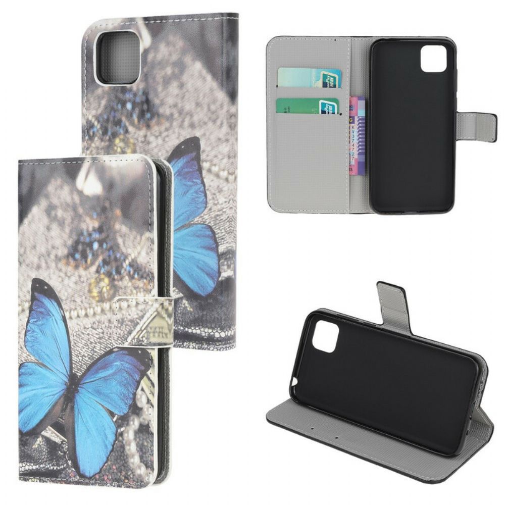 Flip Case Für Huawei Y5p Schmetterlinge Und Blumen