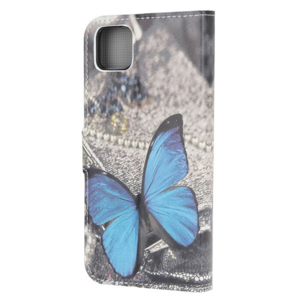 Flip Case Für Huawei Y5p Schmetterlinge Und Blumen