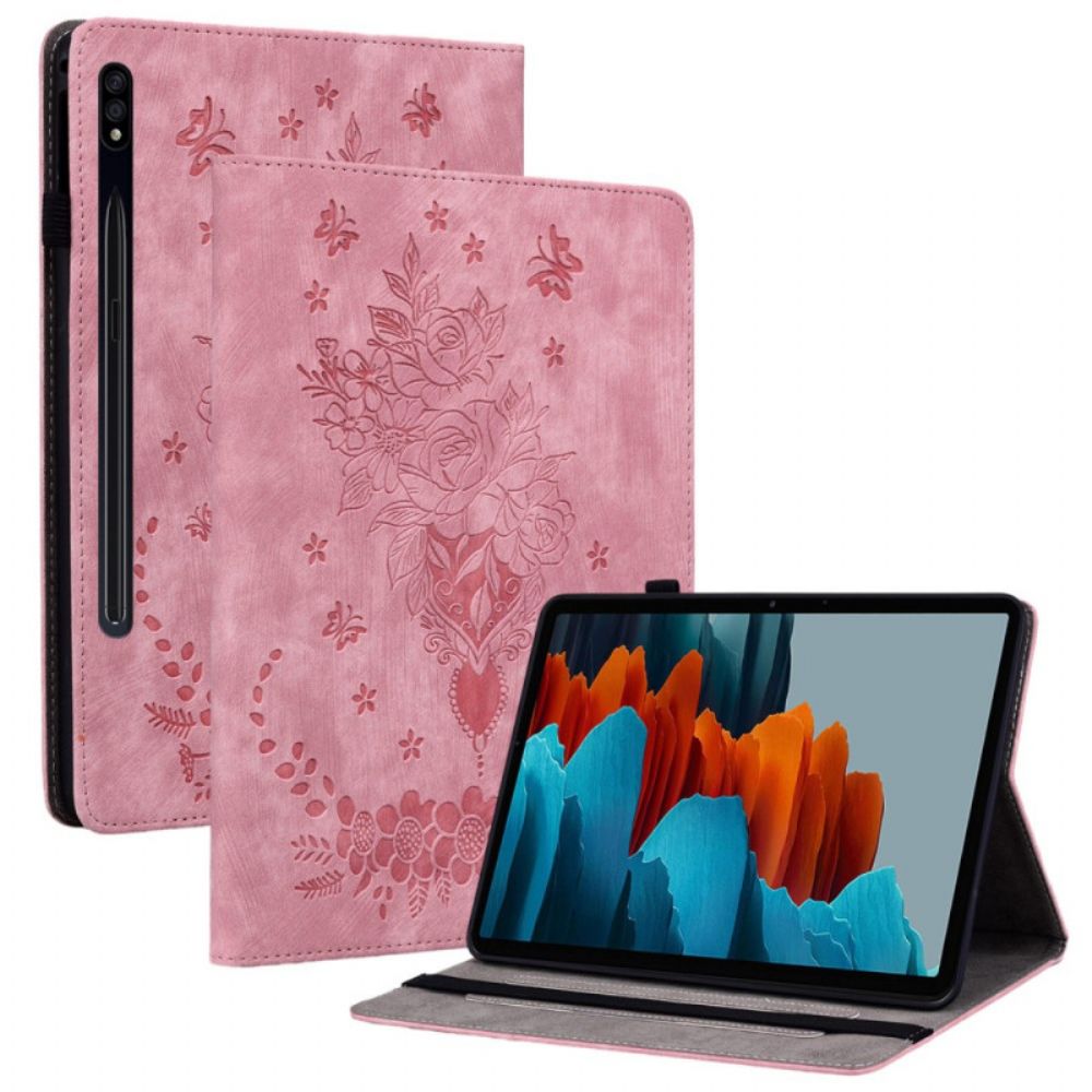 Samsung Galaxy Tab S9 Fe Schmetterlinge Und Rosen