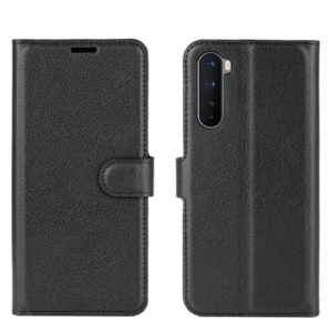 Flip Case Für OnePlus Nord Klassischer Litschi-effekt