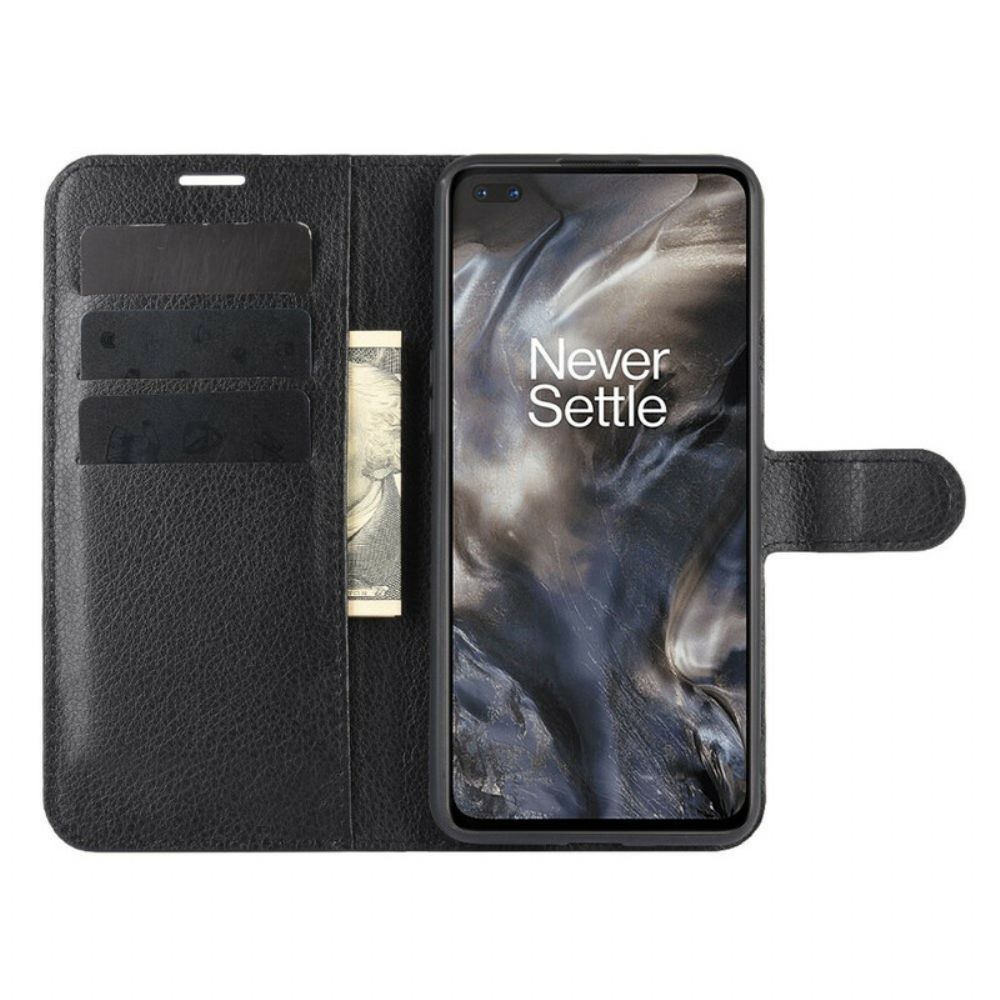 Flip Case Für OnePlus Nord Klassischer Litschi-effekt