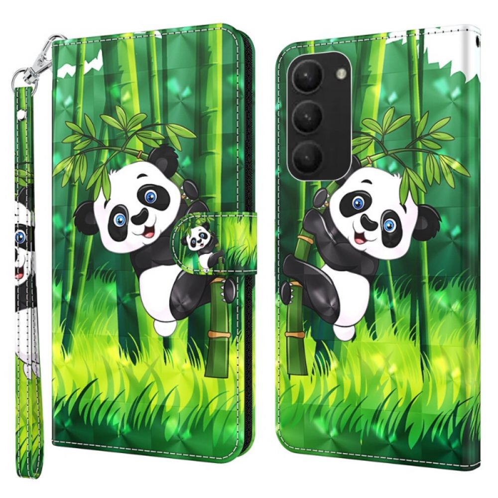 Lederhüllen Für Samsung Galaxy S24 Plus 5g Panda Climber Mit Gurt