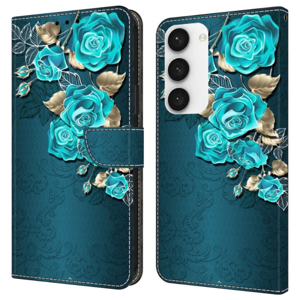 Lederhüllen Samsung Galaxy S24 Plus 5g Blaue Rosen