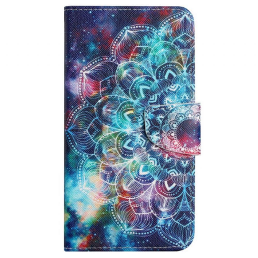 Lederhüllen Samsung Galaxy S24 Plus 5g Buntes Mandala Mit Riemen