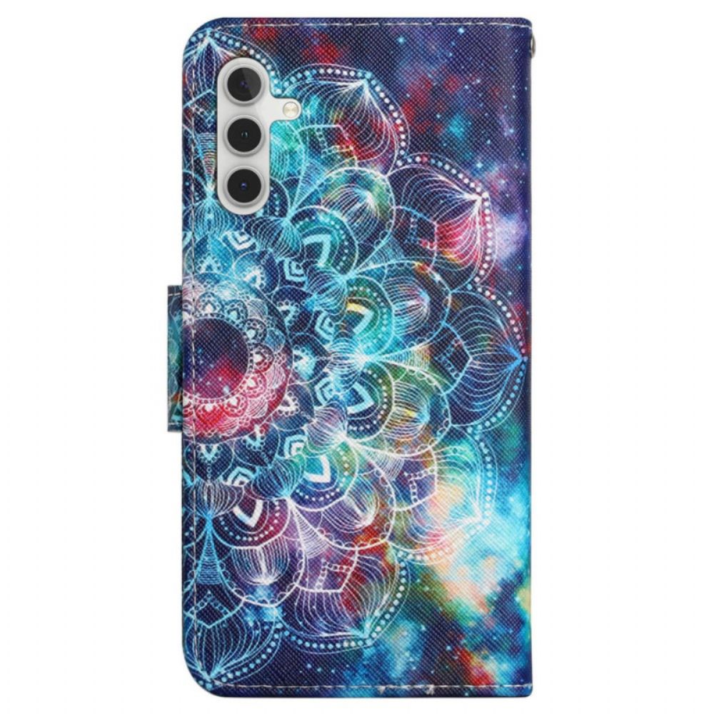 Lederhüllen Samsung Galaxy S24 Plus 5g Buntes Mandala Mit Riemen