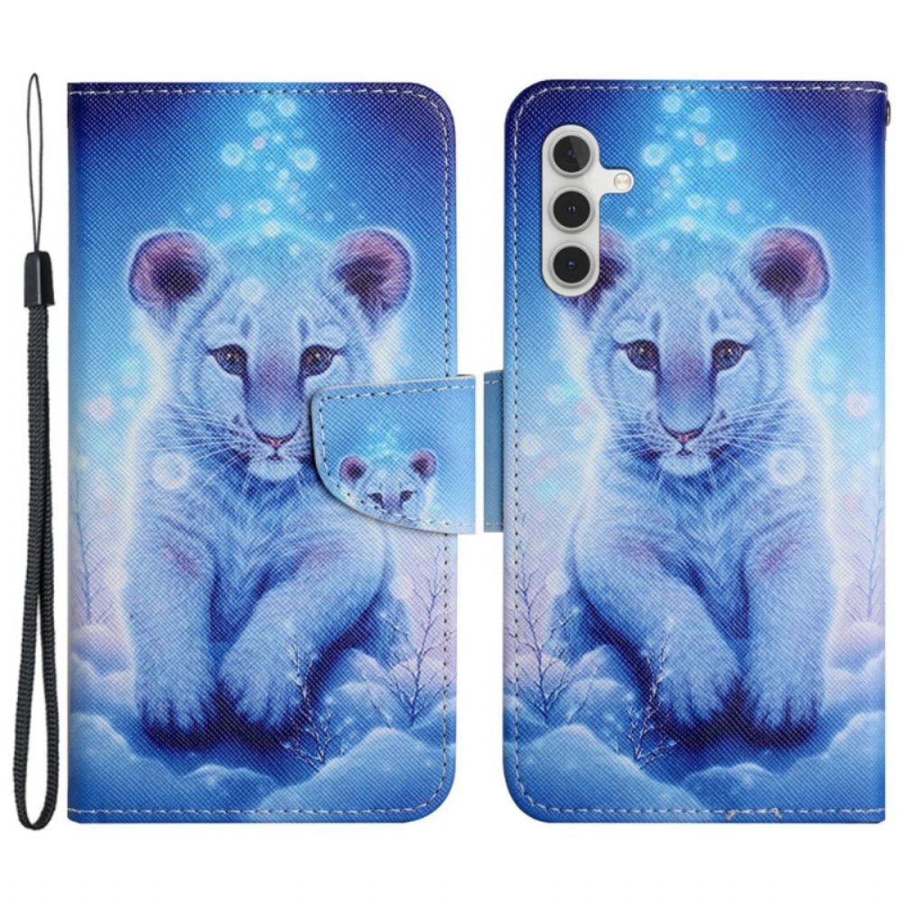 Lederhüllen Samsung Galaxy S24 Plus 5g Handyhülle Leopardenmuster Mit Riemen