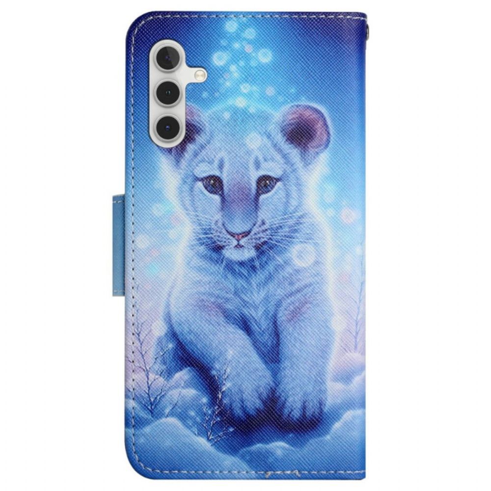 Lederhüllen Samsung Galaxy S24 Plus 5g Handyhülle Leopardenmuster Mit Riemen