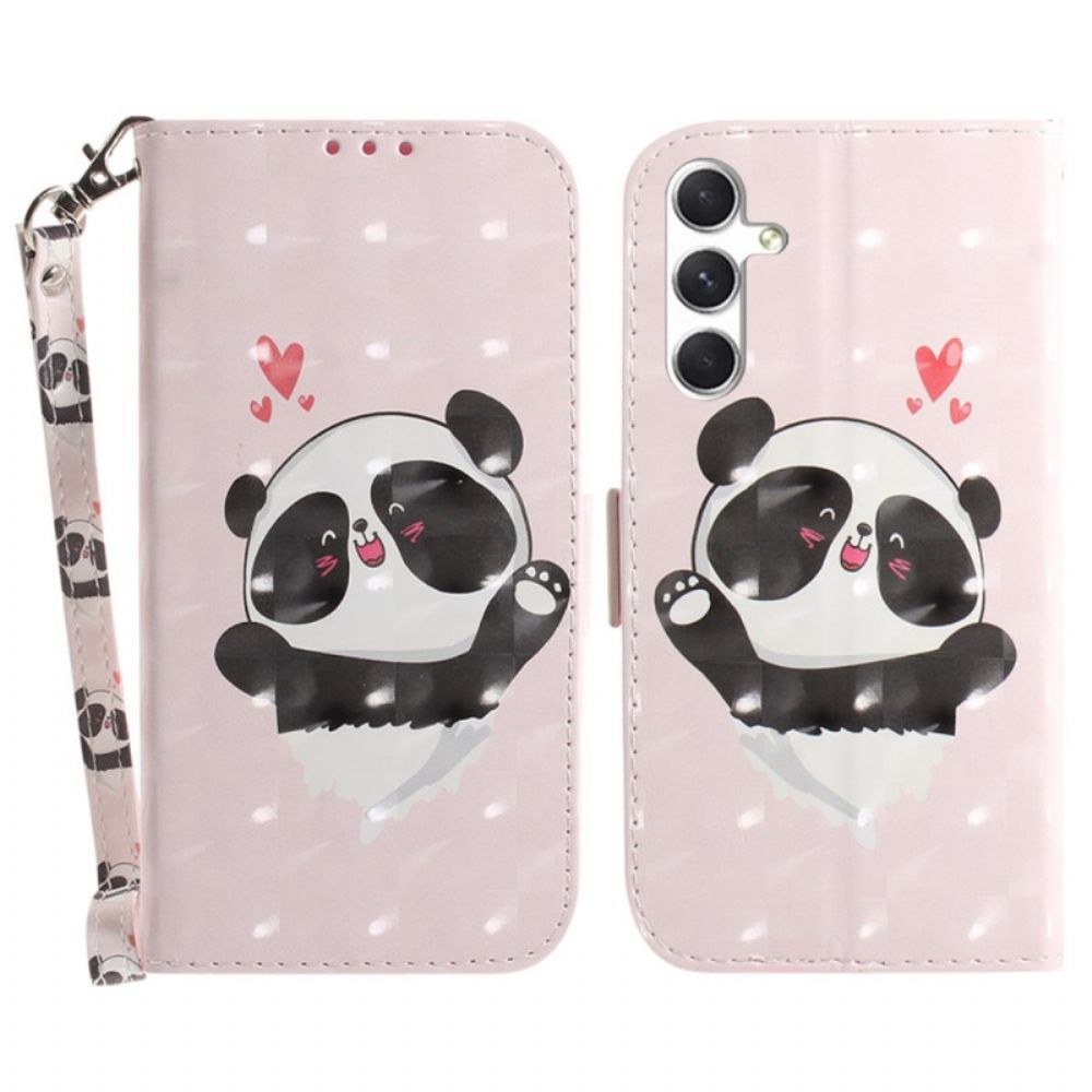 Lederhüllen Samsung Galaxy S24 Plus 5g Handyhülle Panda Love Mit Riemen