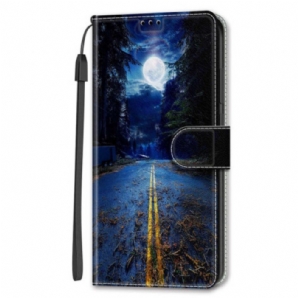 Lederhüllen Samsung Galaxy S24 Plus 5g Night Road Und Moon Strap