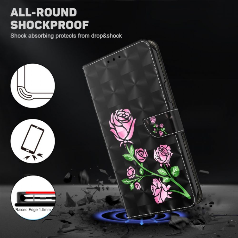 Lederhüllen Samsung Galaxy S24 Plus 5g Rosa Blumen Mit Riemen