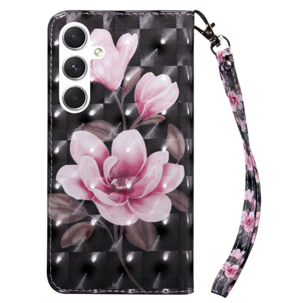 Lederhüllen Samsung Galaxy S24 Plus 5g Rosa Blumen Mit Riemen