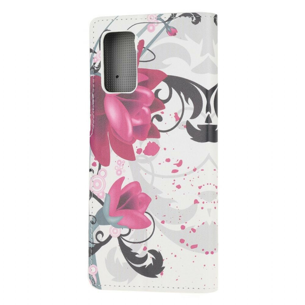 Flip Case Für Samsung Galaxy S20 Tropische Blumen