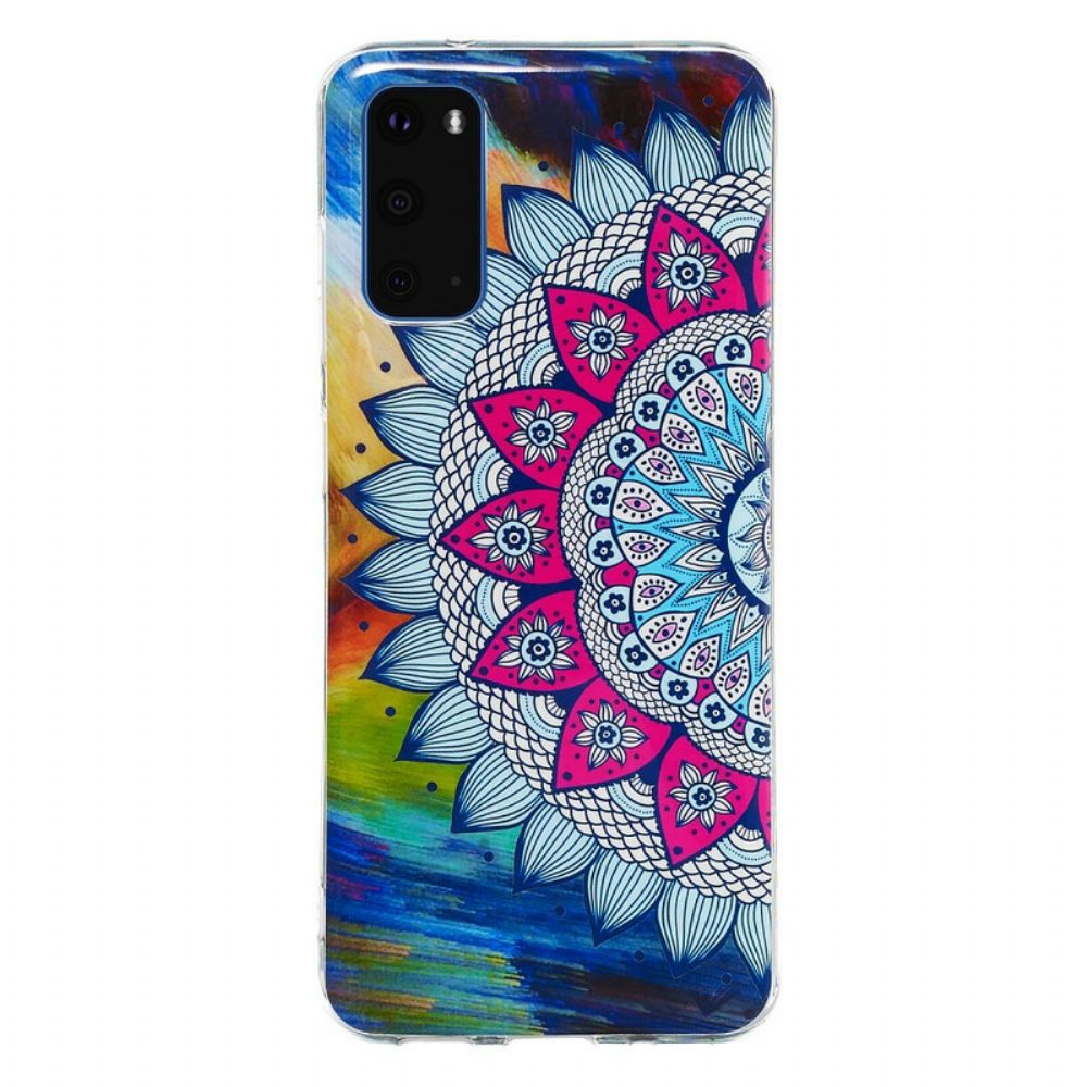 Handyhülle Für Samsung Galaxy S20 Fluoreszierendes Buntes Mandala