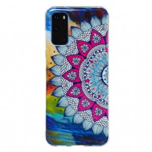 Handyhülle Für Samsung Galaxy S20 Fluoreszierendes Buntes Mandala