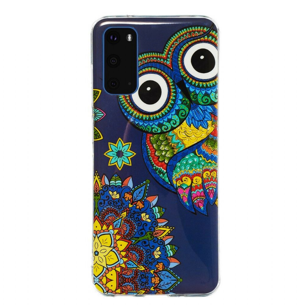 Hülle Für Samsung Galaxy S20 Fluoreszierende Mandala-eule