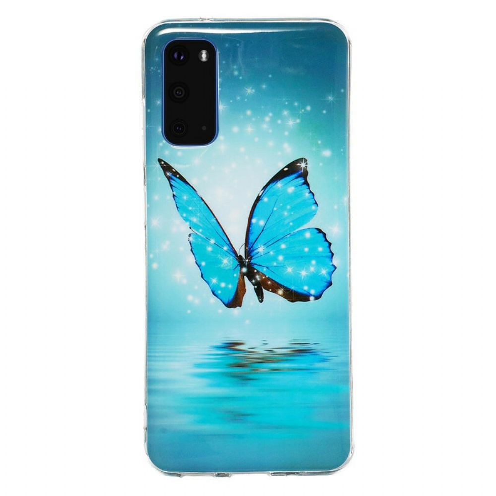 Hülle Für Samsung Galaxy S20 Fluoreszierender Blauer Schmetterling