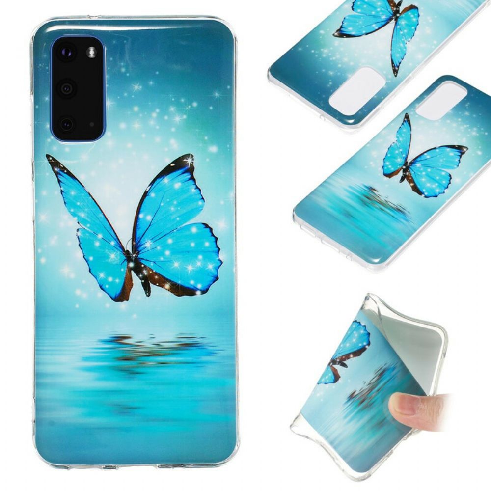 Hülle Für Samsung Galaxy S20 Fluoreszierender Blauer Schmetterling