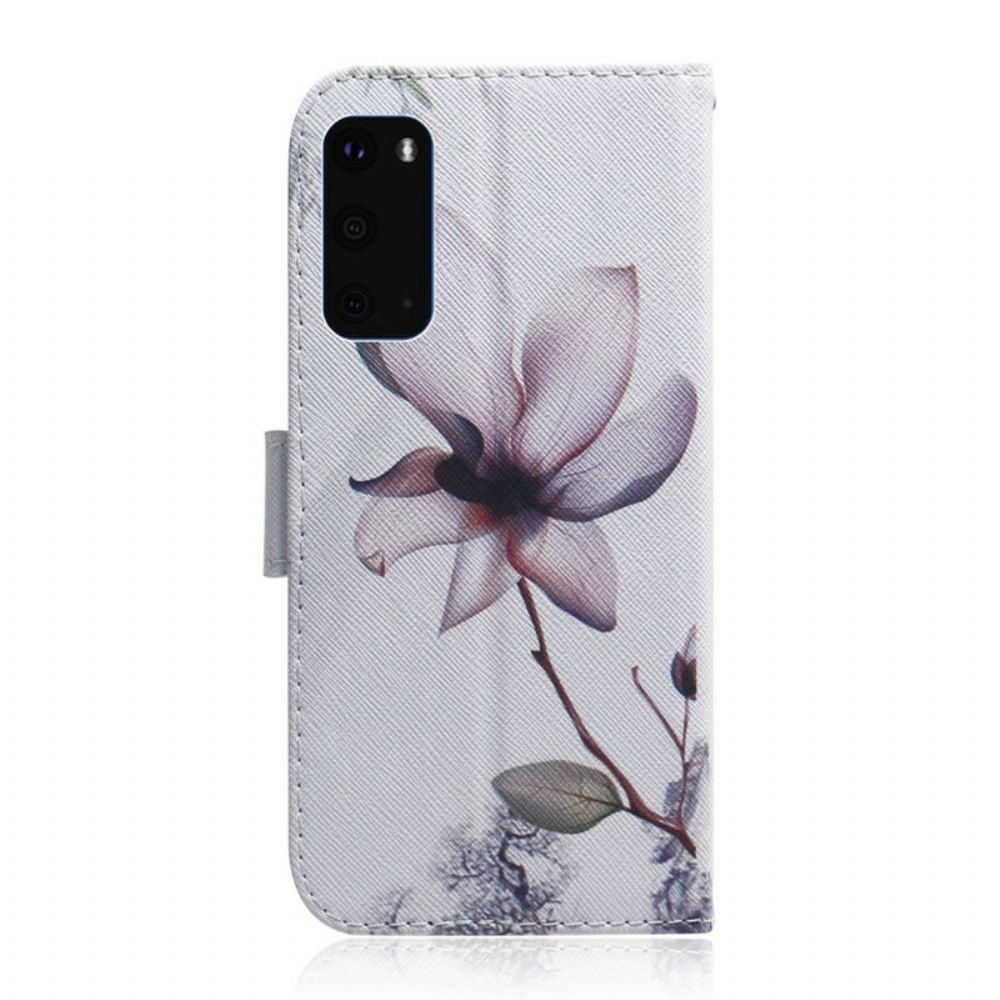 Lederhüllen Für Samsung Galaxy S20 Alte Rosenblüte