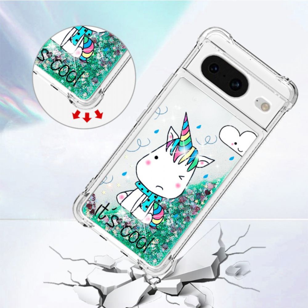 Hülle Google Pixel 8 Einhorn-glitzer